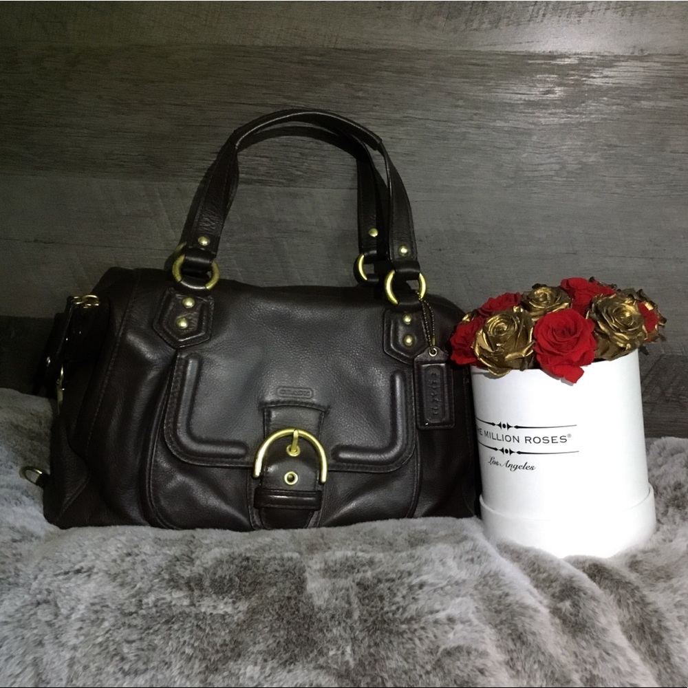 Coach Satchel-Campbell Brown Mahogany gold leather